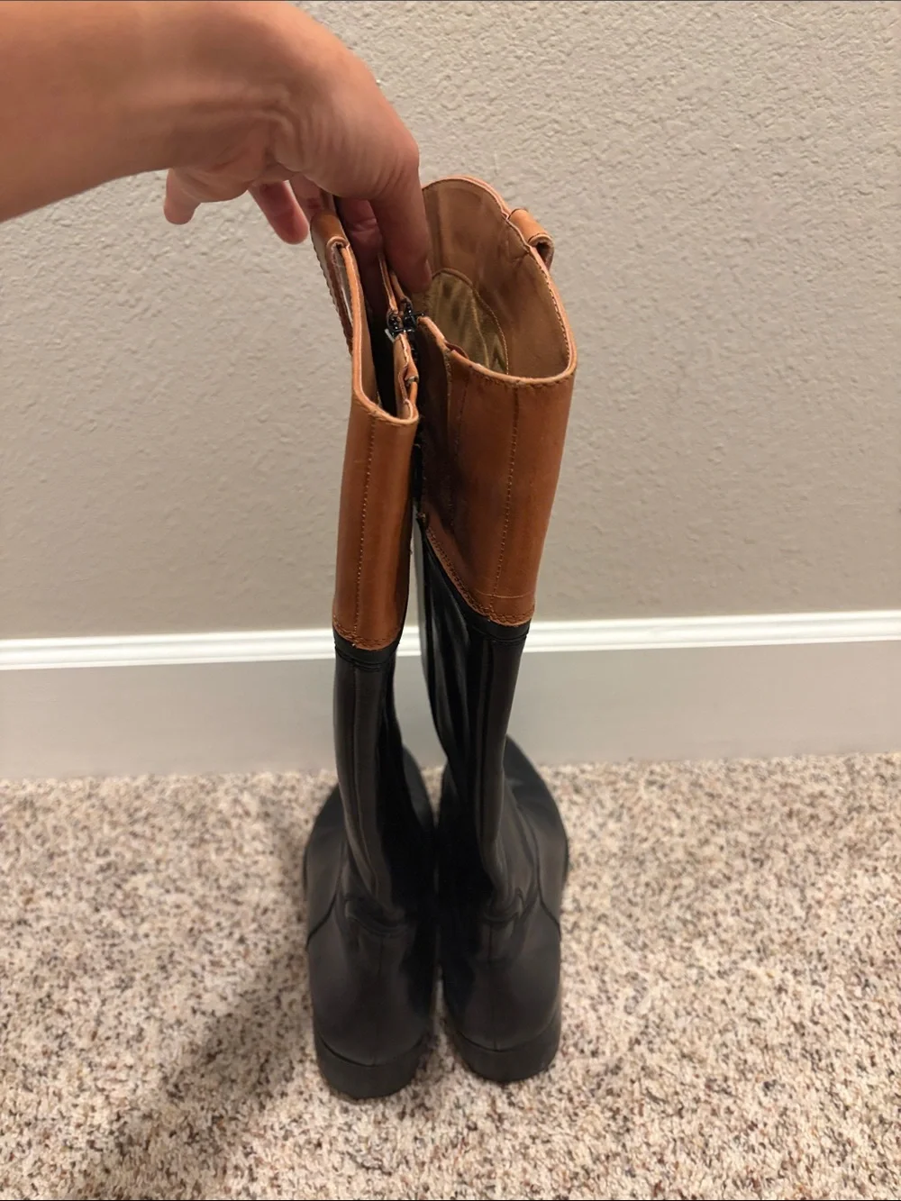 Corso Como Black and Tan Two-Tone Over-the-Knee Boots